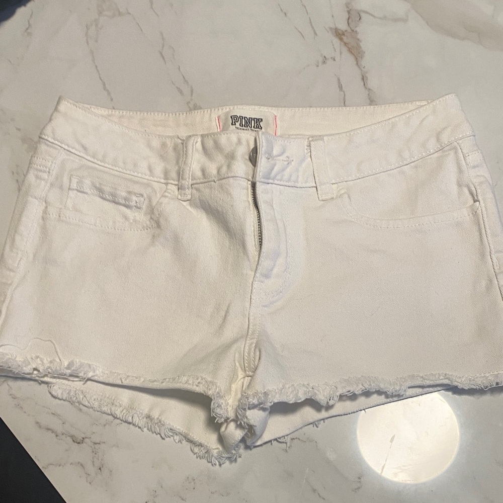 PINK Victoria's Secret White Jean Shorts
